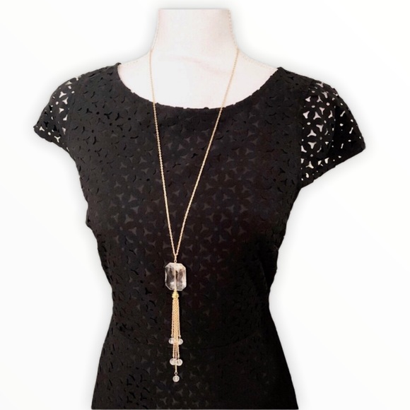 Crystal Gold Gemstone Necklace Tassel Boho - Picture 5 of 5